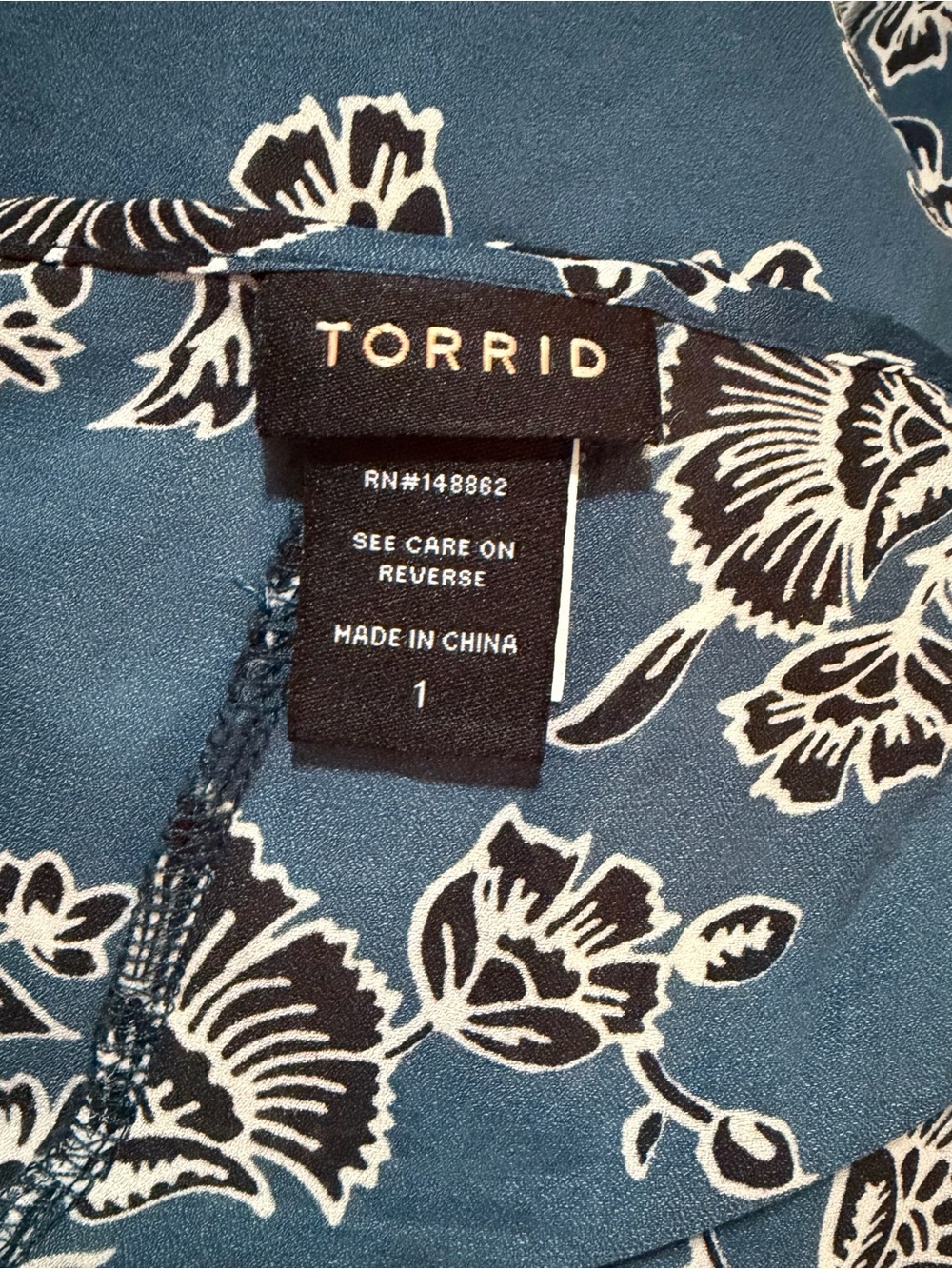 Torrid Floral Cold Shoulder Semi Sheer Blouse Woman’s Blue Boho Top Torrid 1 - Picture 5 of 7